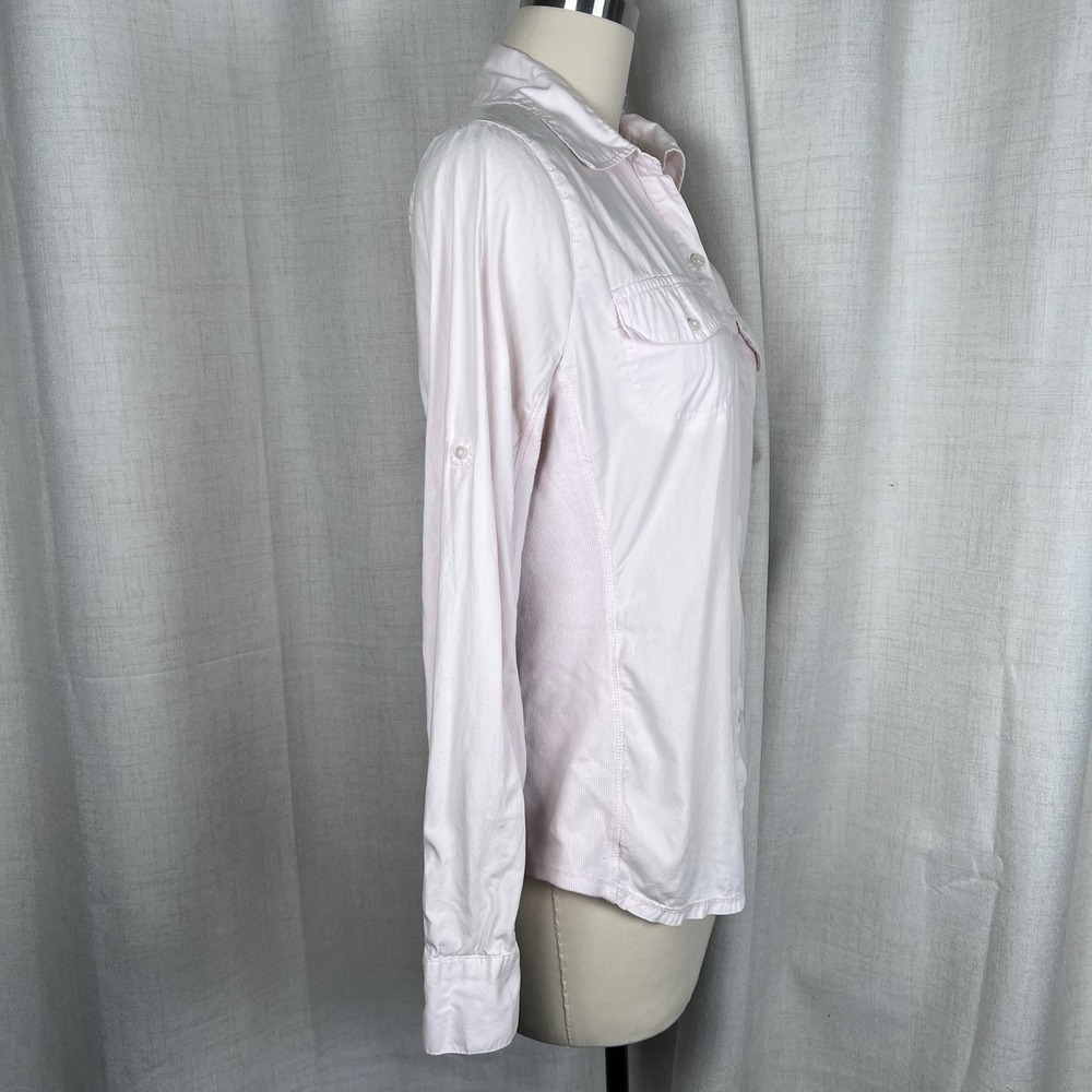 Converse One Star Women's XL Blush Pink Shirt Blouse Top Button Up Roll Tab - Picture 8 of 12